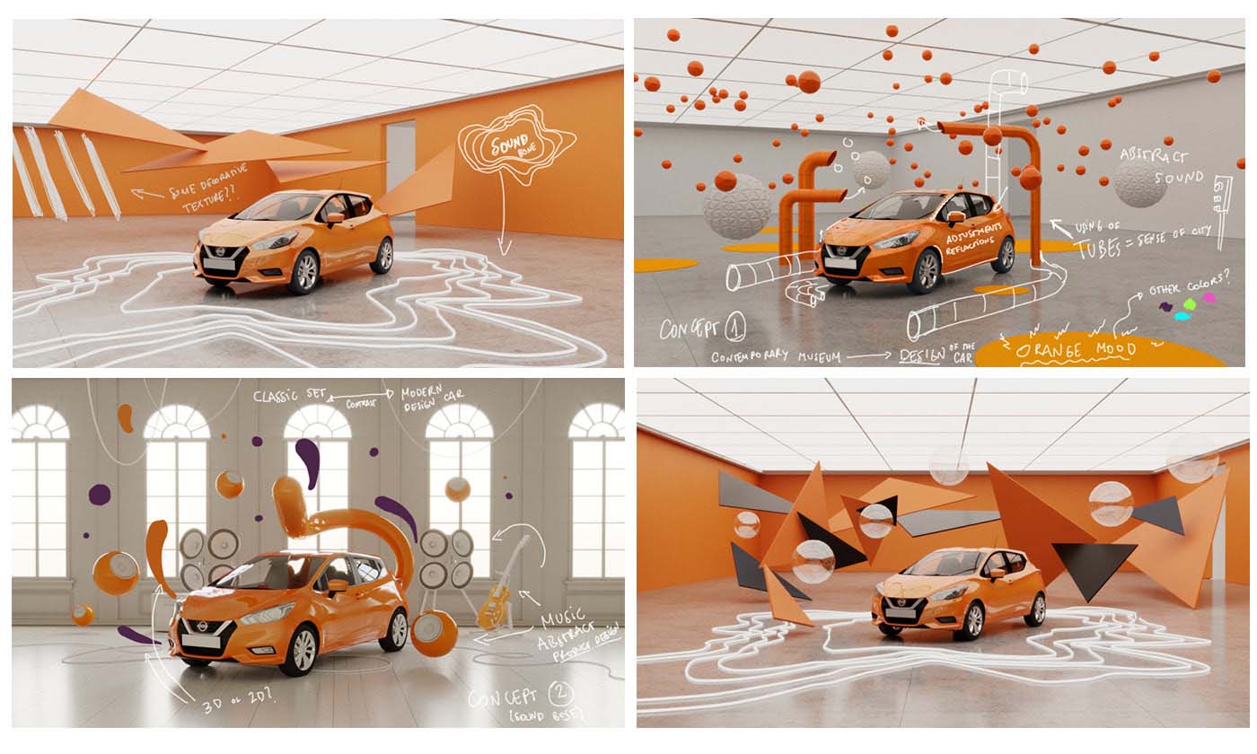 design-motion-3d-photography-octane-redshift-art-visual-animation-render-style-graphic-nissan-micra-orange-pop-fubiz-federicopicci-music-digital-sketch-variation-museum