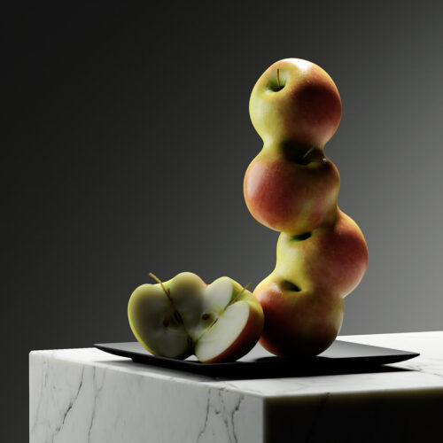 design-motion-3d-photography-octane-redshift-art-visual-animation-render-style-graphic-digital-federicopicci-sculpture-fruit-gmos-omg-genetic-digitalart-lighting-dark-realism-model-fake-apple-marble